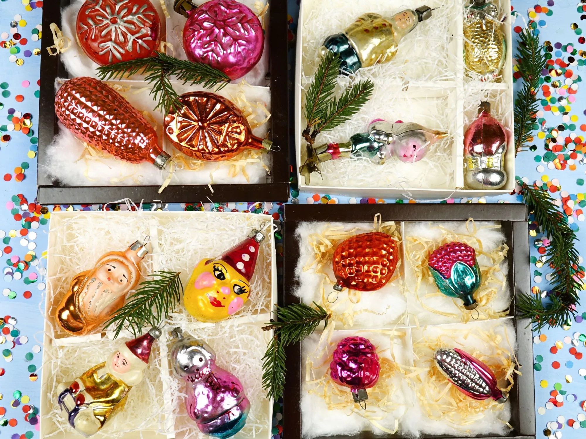 retro vánoční ozdoby